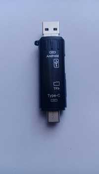 Czytnik, adapter SD i micro USB B i C