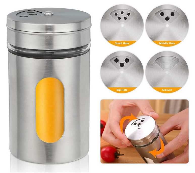 Zestaw słoiczków na przyprawy 12 SZT SZKŁO + STAL NIERDZEWNA