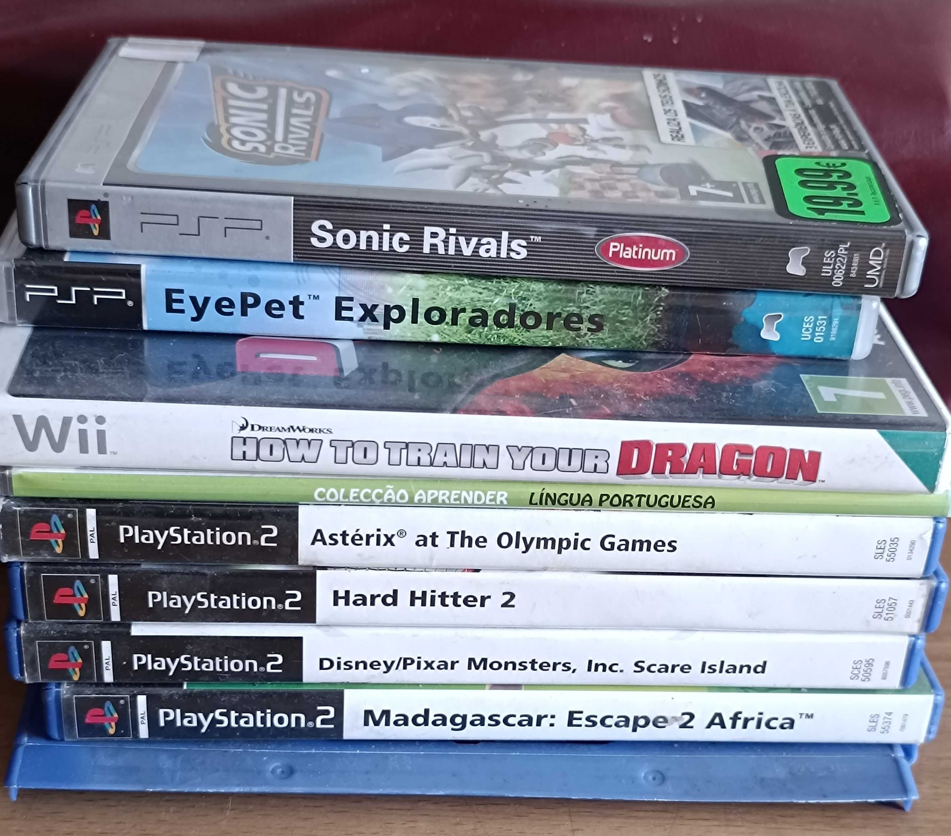 Videojogos e Caixas para Wii, PS2, PSP
