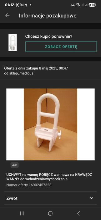 Stabilny Uchwyt na wannę dla seniorów i osób niepelnosprawnych