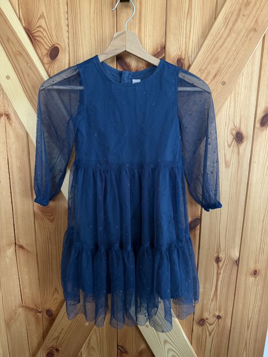 Sukienka cool Club 116 granatowa w gwiazdki sesja świąteczna