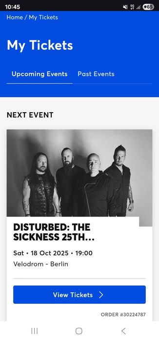 Bilhete Disturbed Berlim