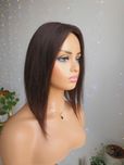 Tupet topper Anna brąz z włosów naturalnych ciemny brąz  40 cm treska
