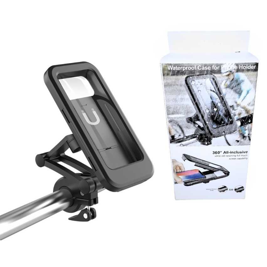 Suporte de telemóvel para bicicleta com capa à prova de água