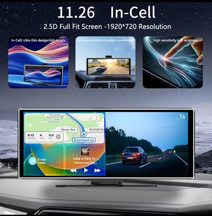 Rádio Android Auto Carplay Portátil 11,26 polegadas Ecrã HD Wi-Fi GPS