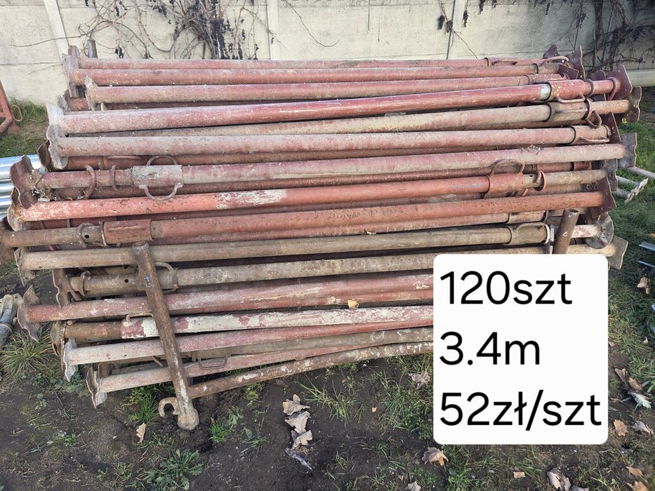 Stemple budowlane metalowe, głowice, trójnogi