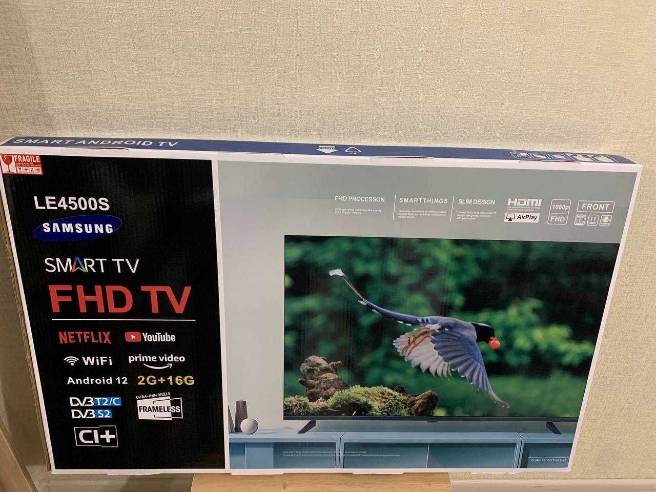 Безрамковий телевізор Samsung 45" 4K Smart TV з комплектом кріплення