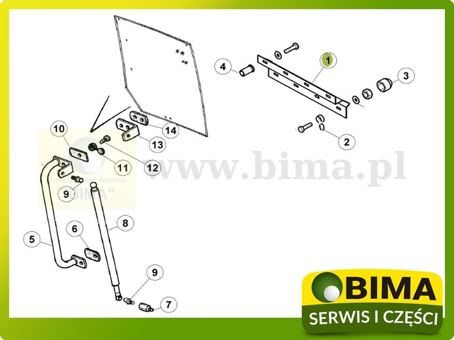 Zawias listwa szyby tylnej Renault CLAAS ARES 540,550,546,556,566,547