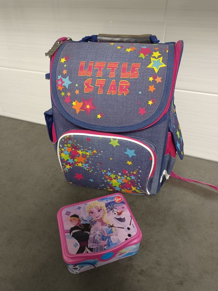 Гарний шкільний портфель для дівчинки, лоток для перекусів в подарунок