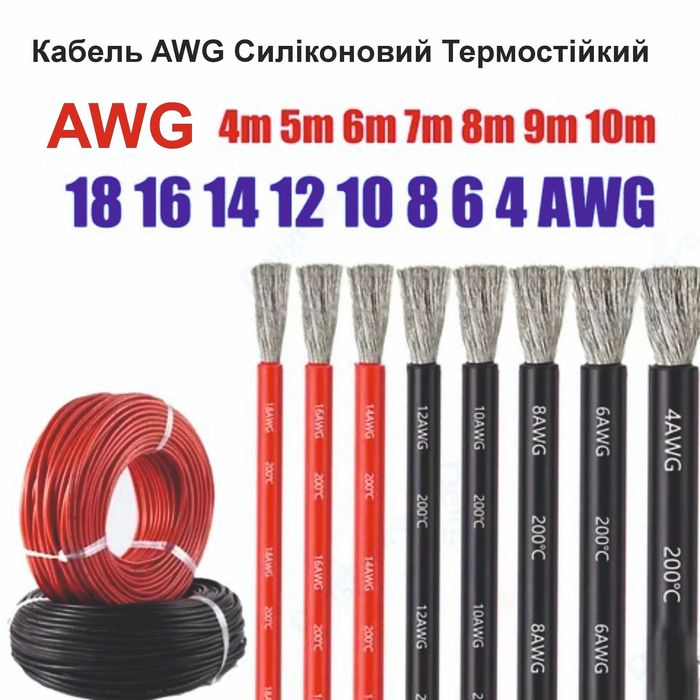 Кабель AWG провід Cиліконовий Гнучкий Термостійкий, ОПТ