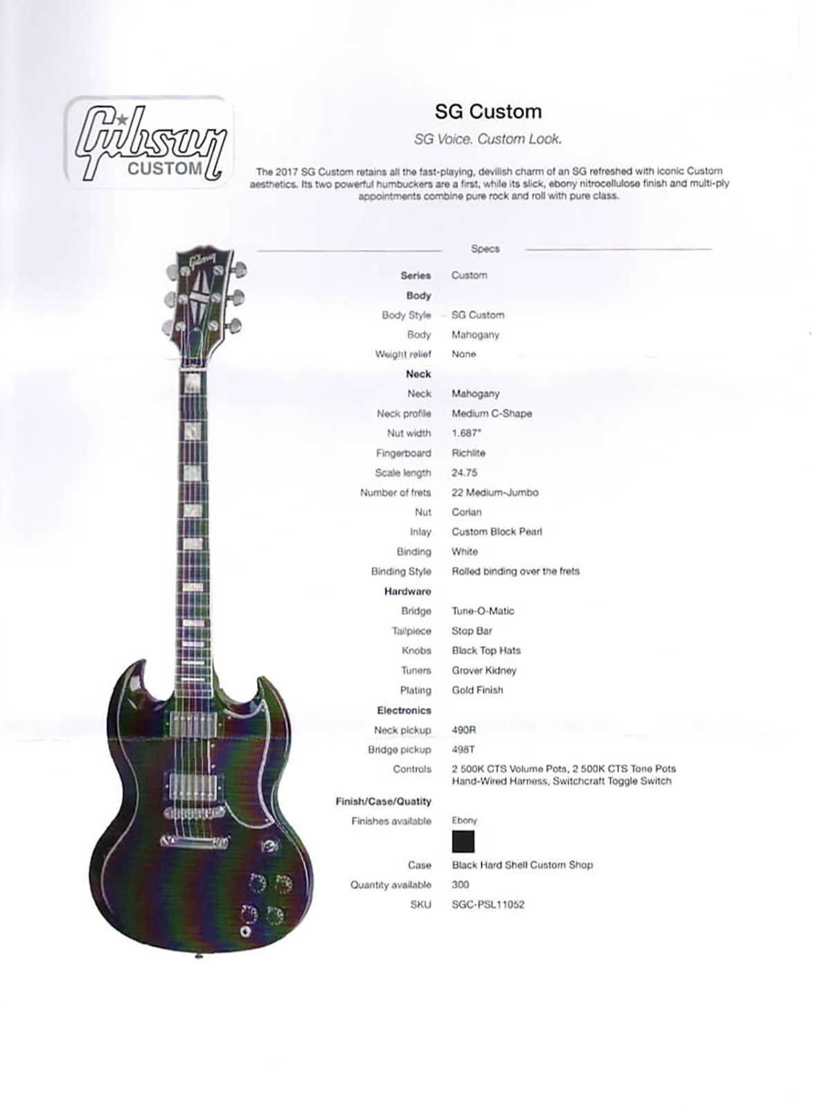 Gibson SG Custom 2017 Custom Shop edycja limitowana 300 szt.