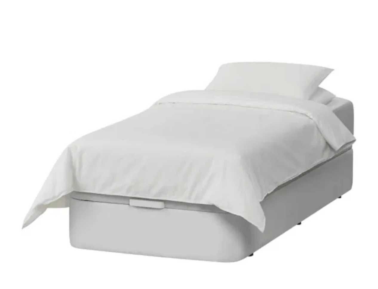 Sommier Solteiro - IKEA KVITSÖY Branco + colchão IKEA HAMARVIK