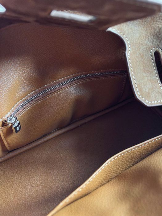 Сумка Hermes Birkin 30 замша | шоколадна, коричнева | срібна фурнітура