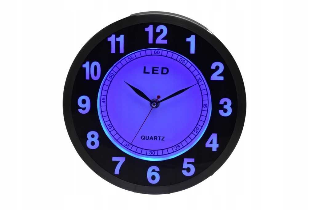 Zegar Ścienny LED Podświetlany Płynący Mechanizm Prezent