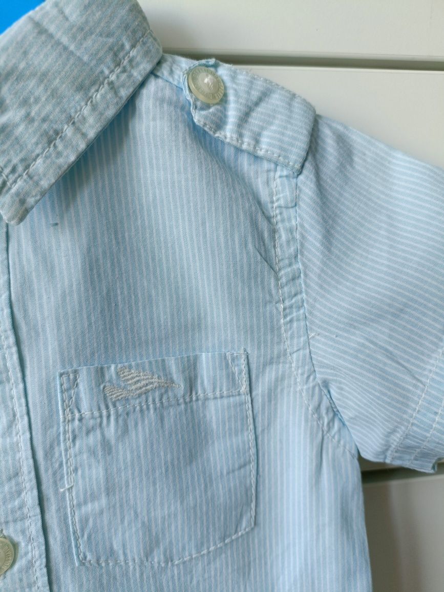 Elegancka koszula jasno niebieska białe paski r.62 Reserved krótki