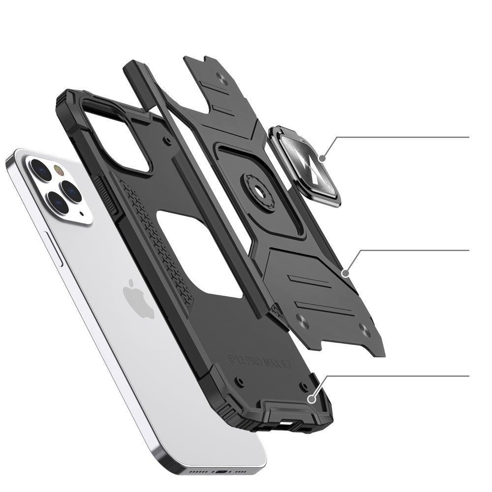 pokrowiec + magnetyczny uchwyt iphone 13 pro ring armor czarny