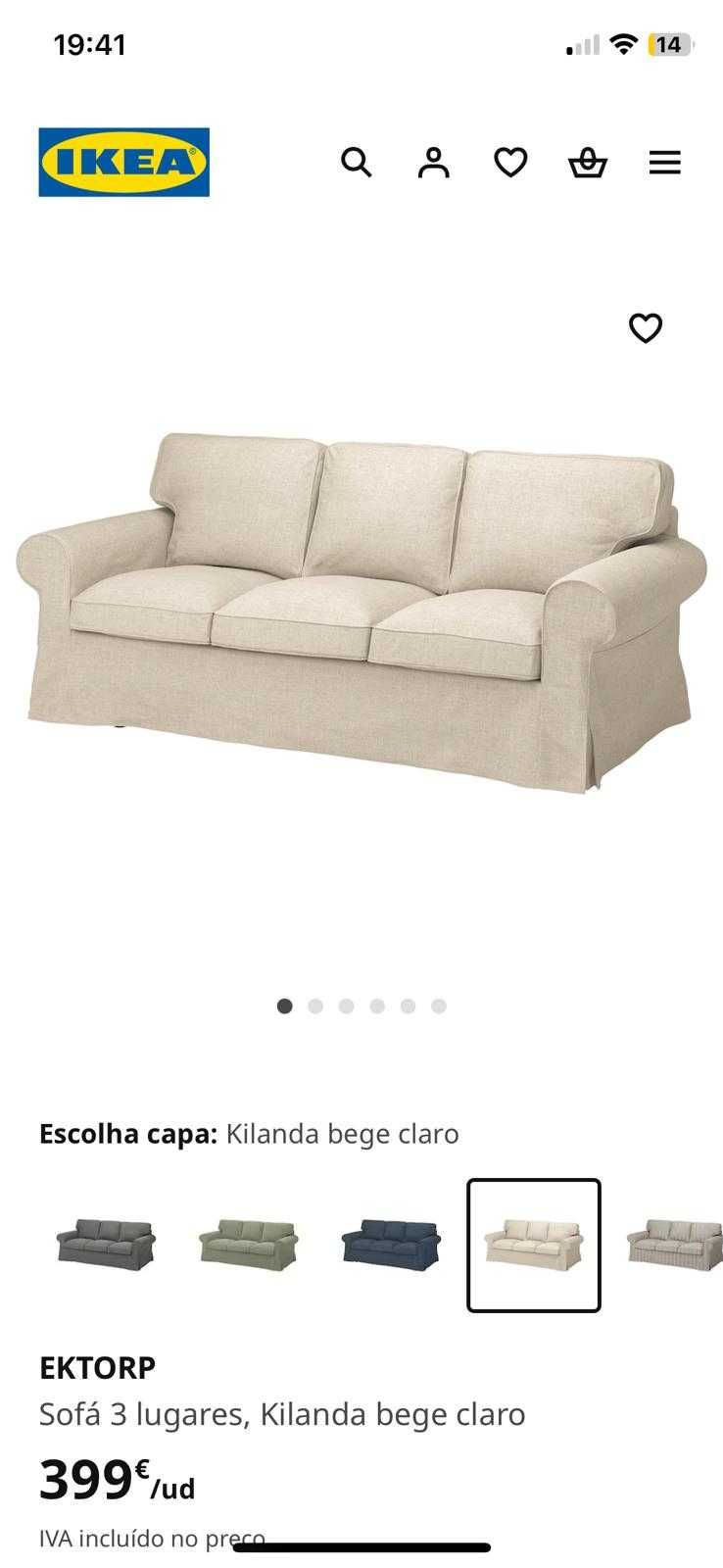 Sofá - IKEA, 3 lugares Kilanda - beje claro - como novo