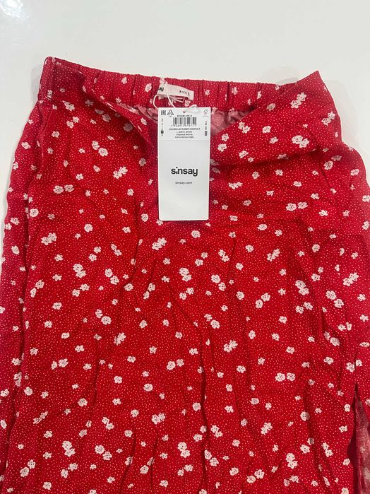 Czerwona długa spódnica z rozcięciem Sinsay S nowa z metką