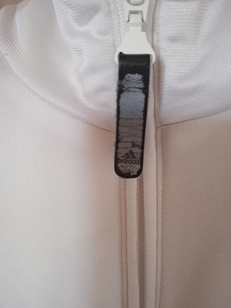 Biała męska bluza Adidas rozpinana kieszenie L XL