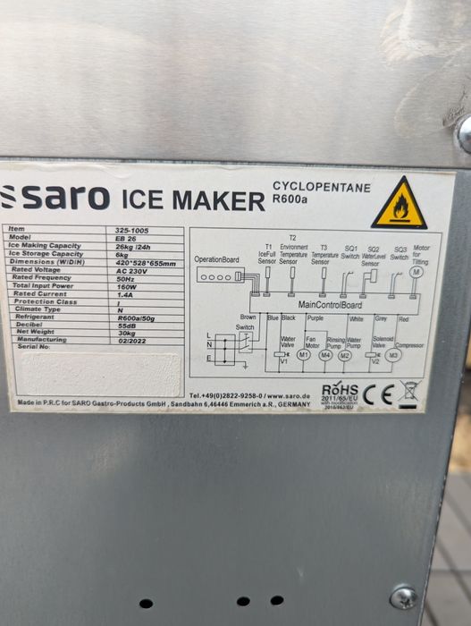 Ледогенератор Saro, льодогенератор 26кг/24