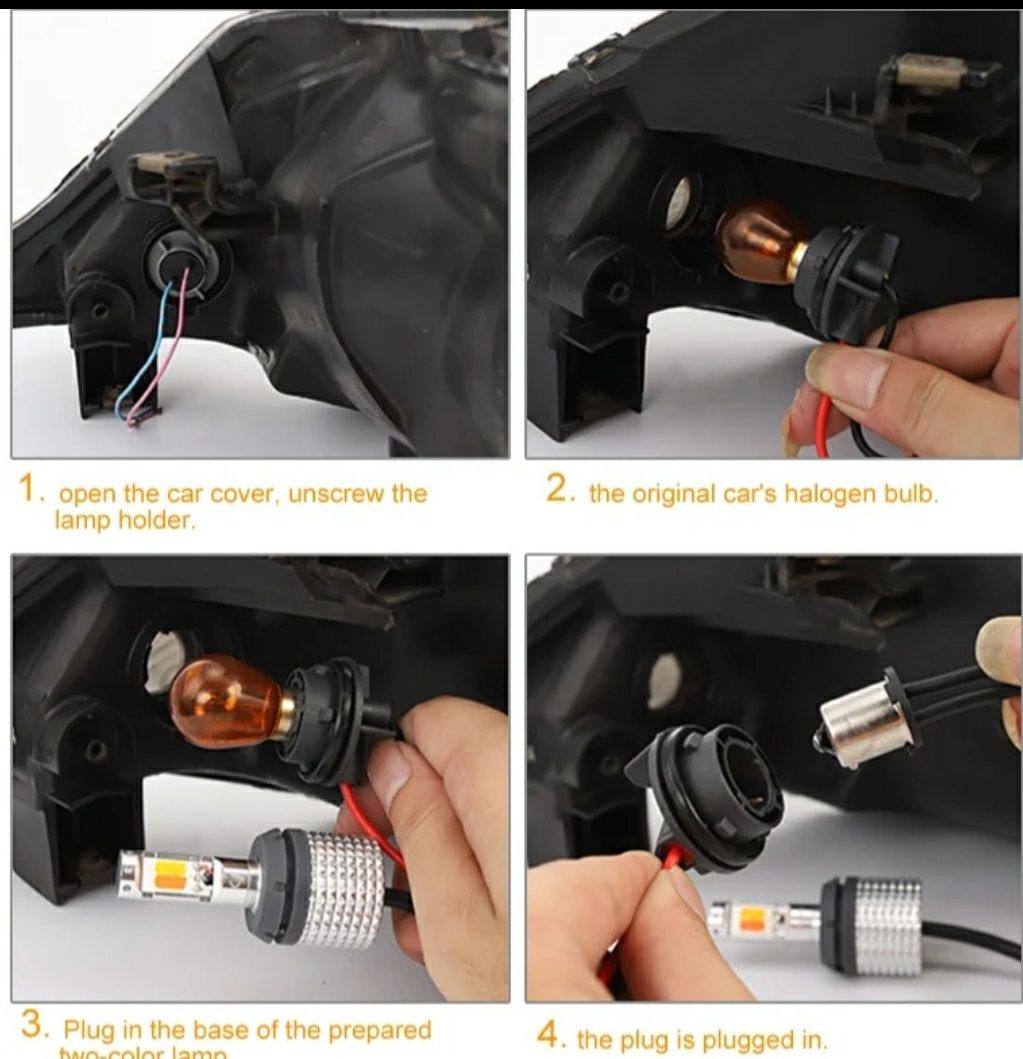 Лампы Дхо + поворот DRL+поворот Cob Light W21w P21W, 1156 7440 бел+жел
