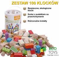 Klocki drewniane w tubie 100szt sorter EcoToys