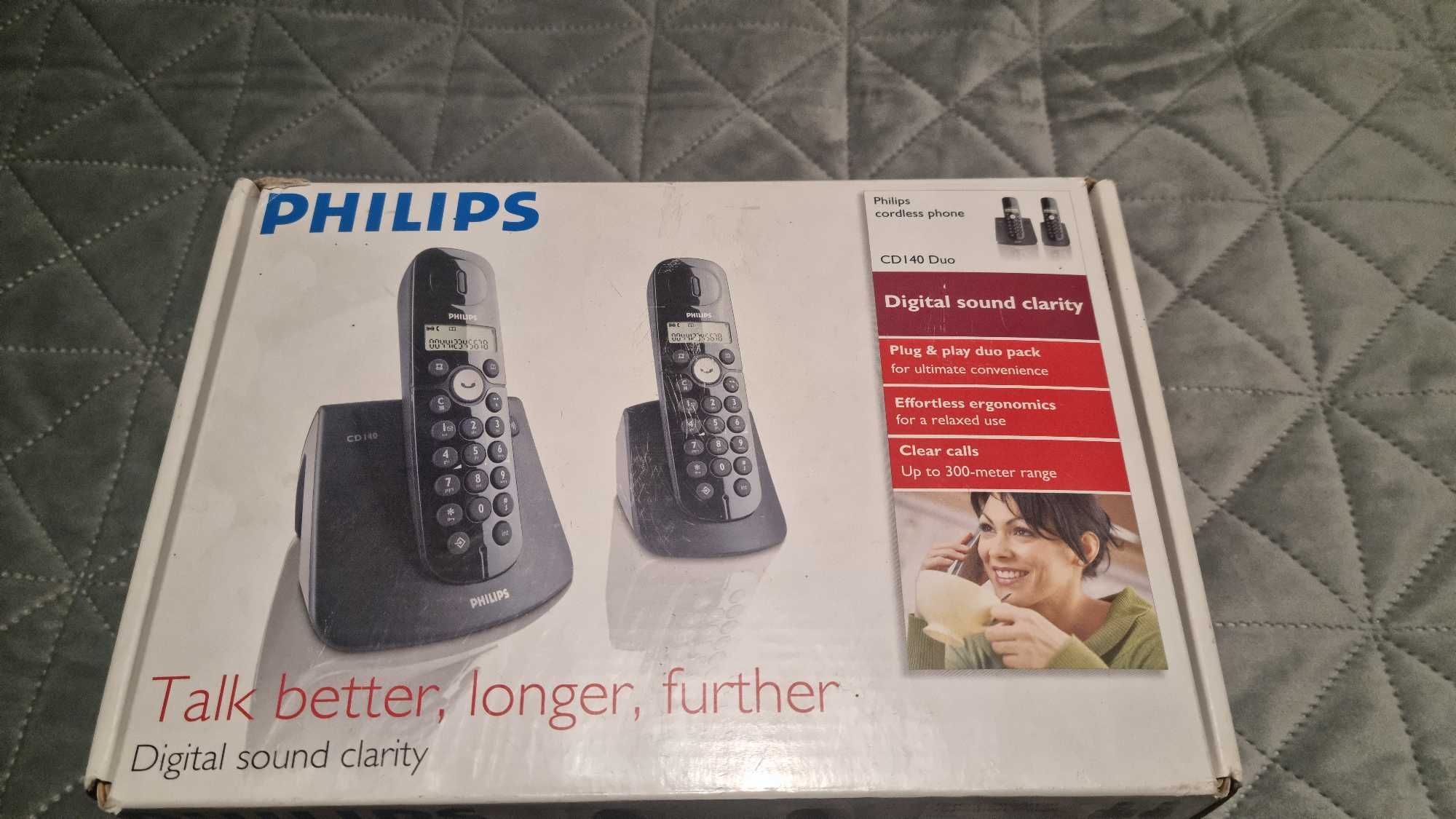 2 używane telefony stacjonarne, Panasonic + Philips