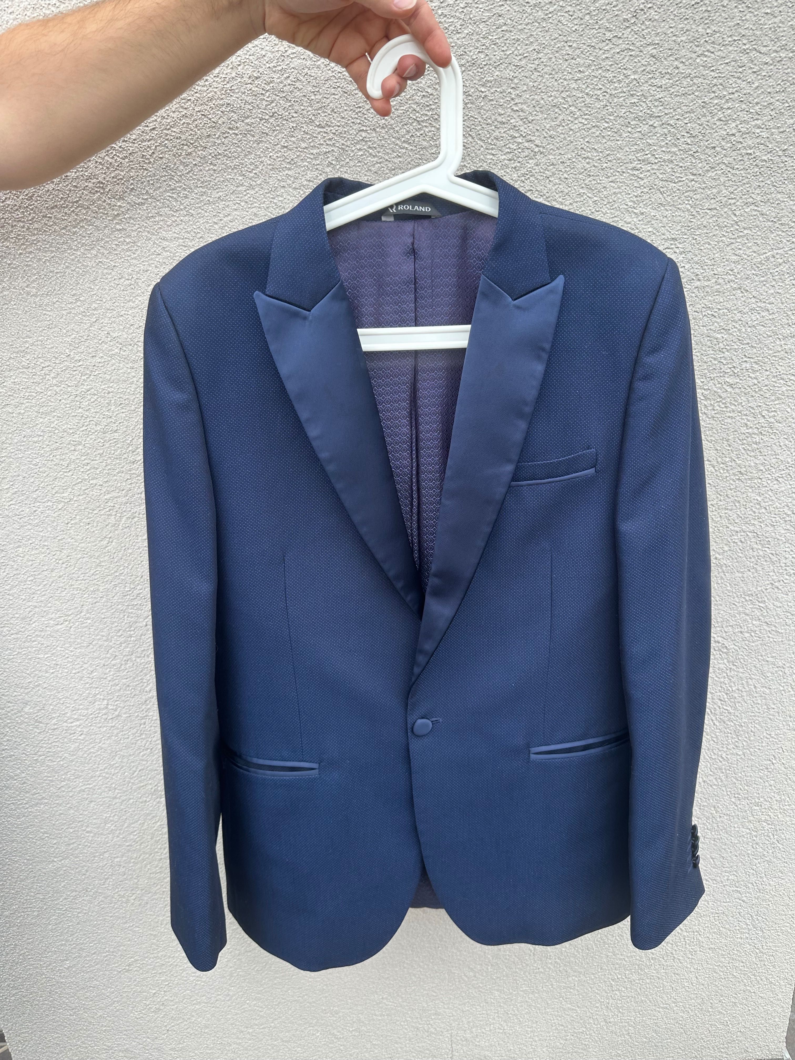 smoking garnitur męski niebieski r XXL Roland założony raz elegancki