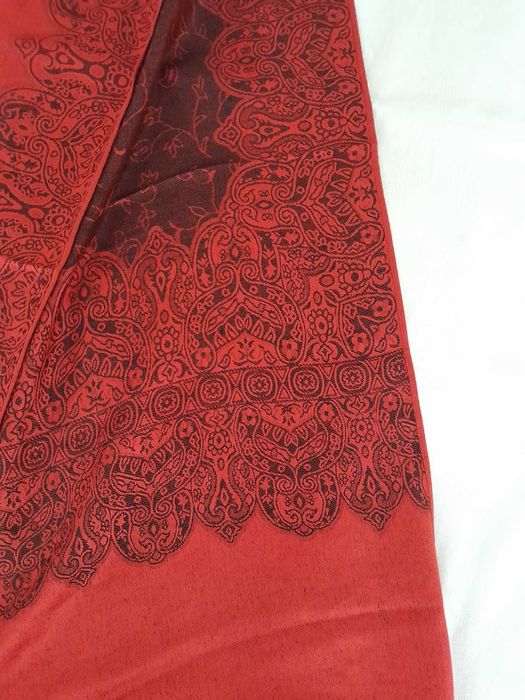 Czerwono czarny duży kaszmirowy szal , 100 % Pashmina orientalny