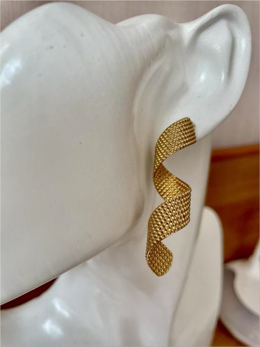 Вінтажні сережки серпантин вечірні золотисті американський вінтаж