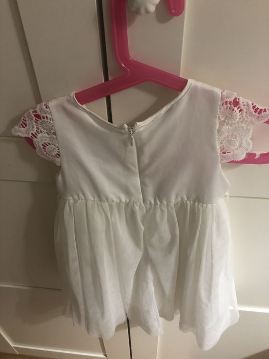 Sukienka biala tiul chrzciny 80 smyk