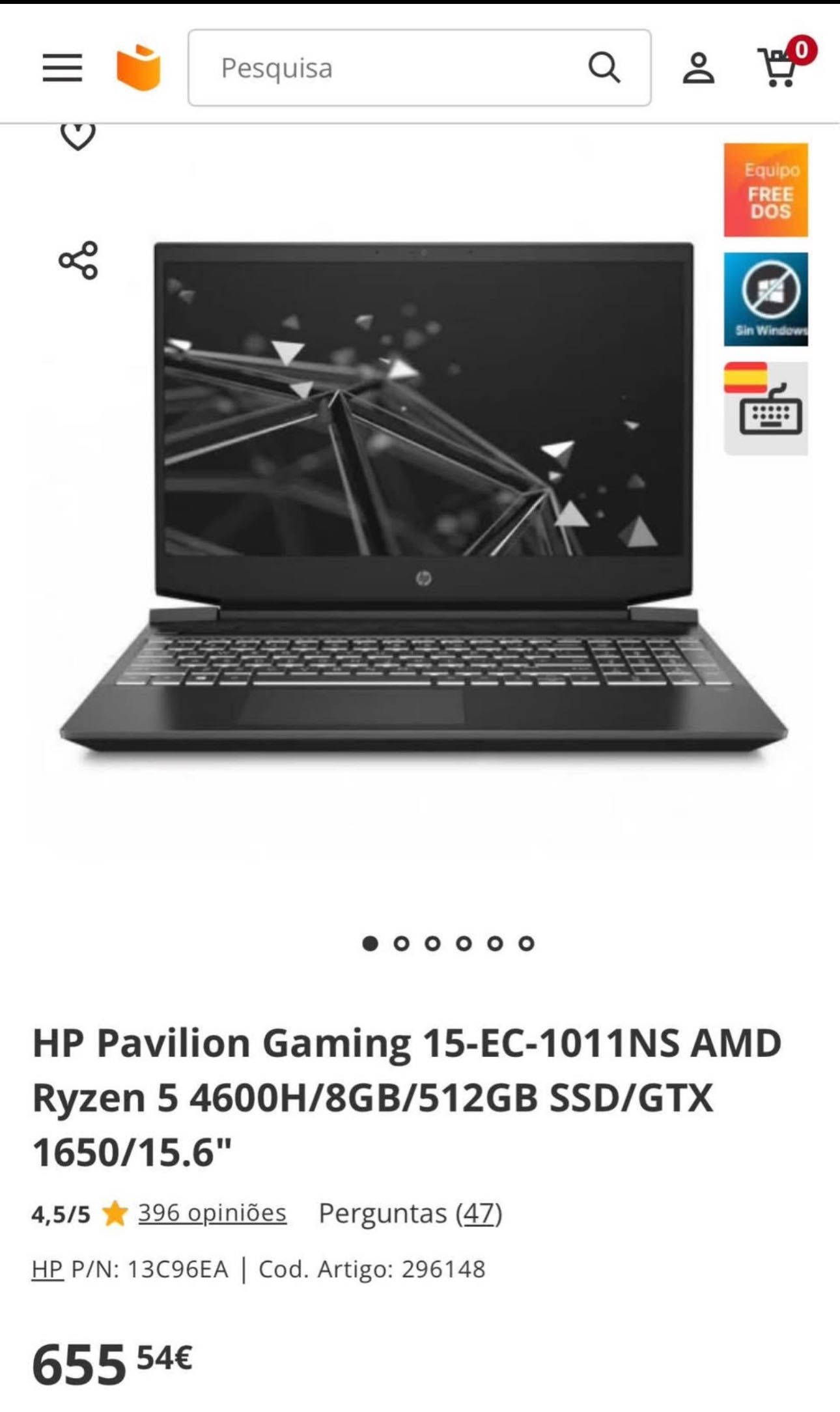 HP GAMING LAPTOP- Ryzen 5 4600H Radeon Graphics 15.6 "FullHD