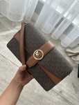 Nowa torebka Michael Kors Greenwich medium flap brązowy monogram