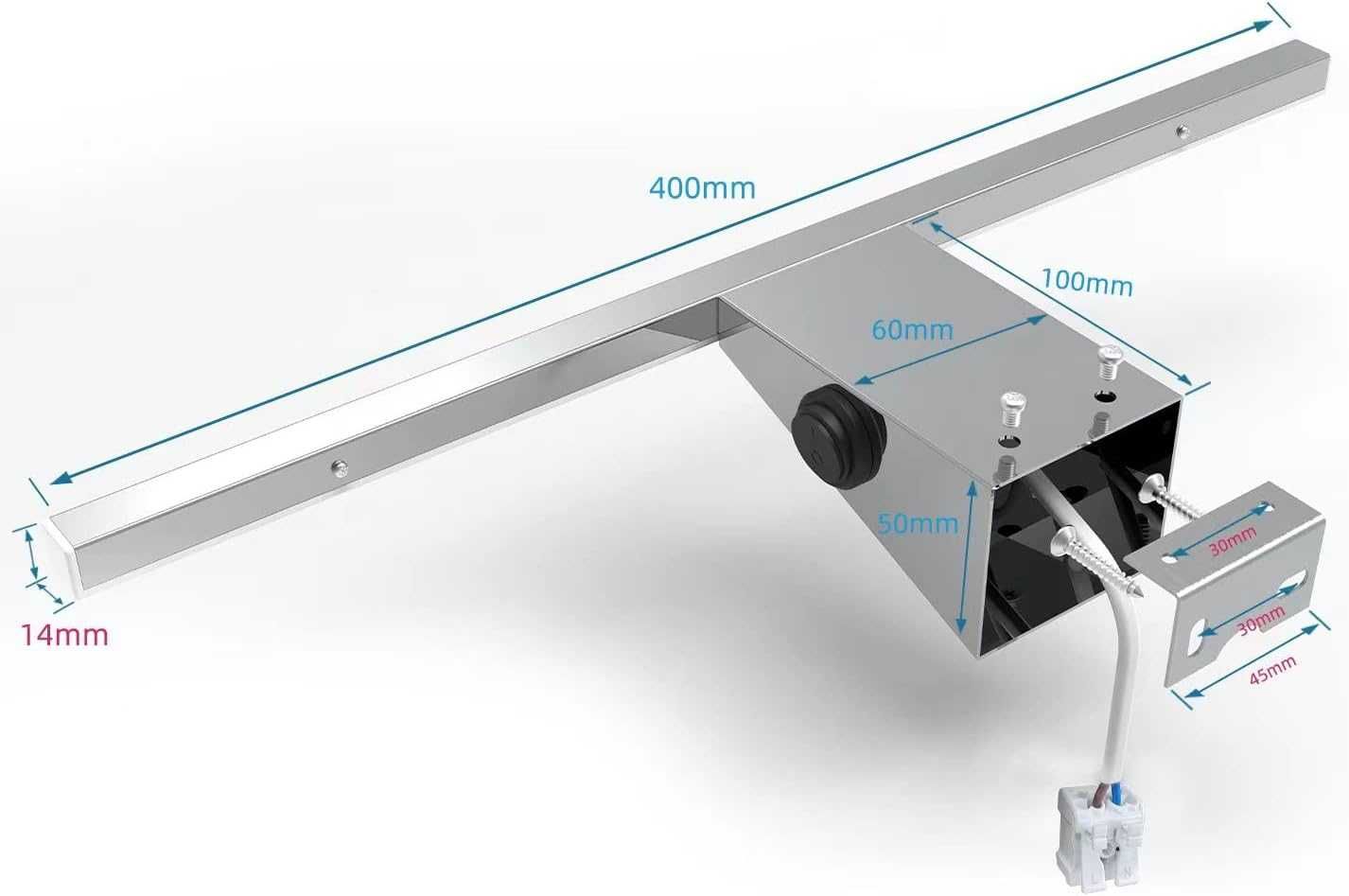 Lampa ścienna łazienkowa stal 40cm 800lm IP44 LED włącznik