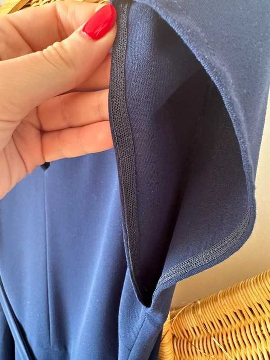 długa maxi sukienka granatowa z rozcięciem XL wesele