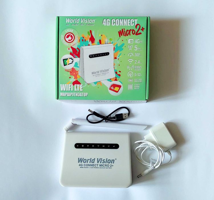 Роутер World Vision 4G Connect Micro 2+ с sim-картой и двойным аккумул