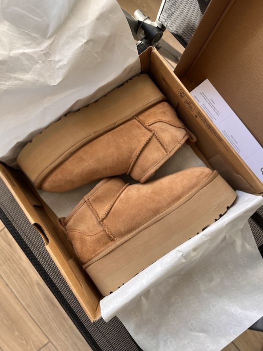 UGG Platform chestnut з натурального замшу угг платформ каштанові