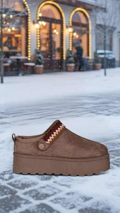 Трендові коричневі   уги жіночі на потовщеній підошві