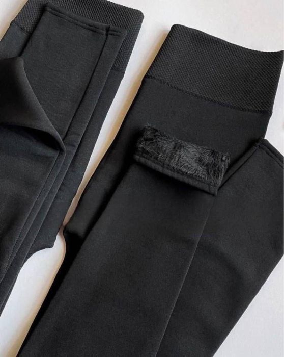 Жіночі лосини на хутрі зимові чорні S-6XL термо лосины на меху зимние