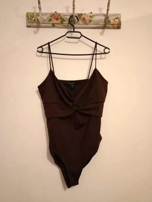 Czekoladowe damskie body na ramiączkach boho brązowe do sesji NOWE