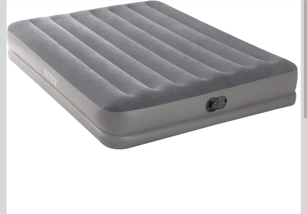 Intex Materac Dmuchany z wbudowana pompka na usb, Szary, 152x203x30cm