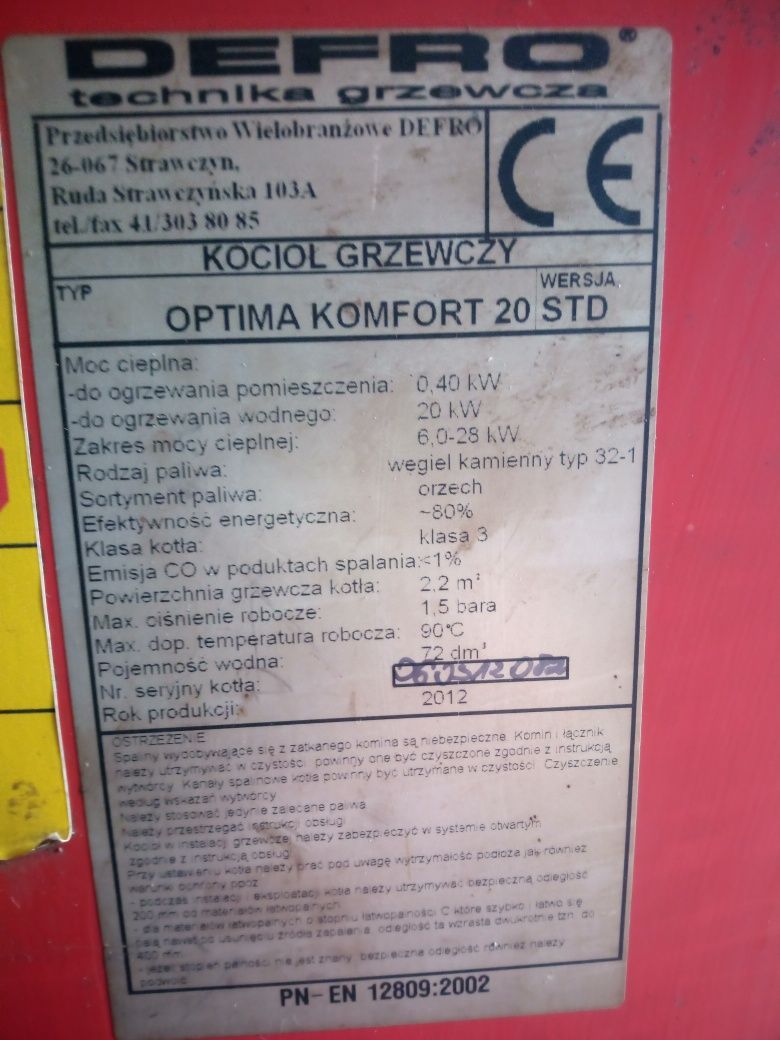Części do pieca defra 20kw