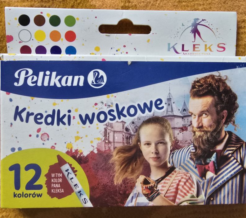 Kredki woskowe Pelikan 12 kolorów nowe