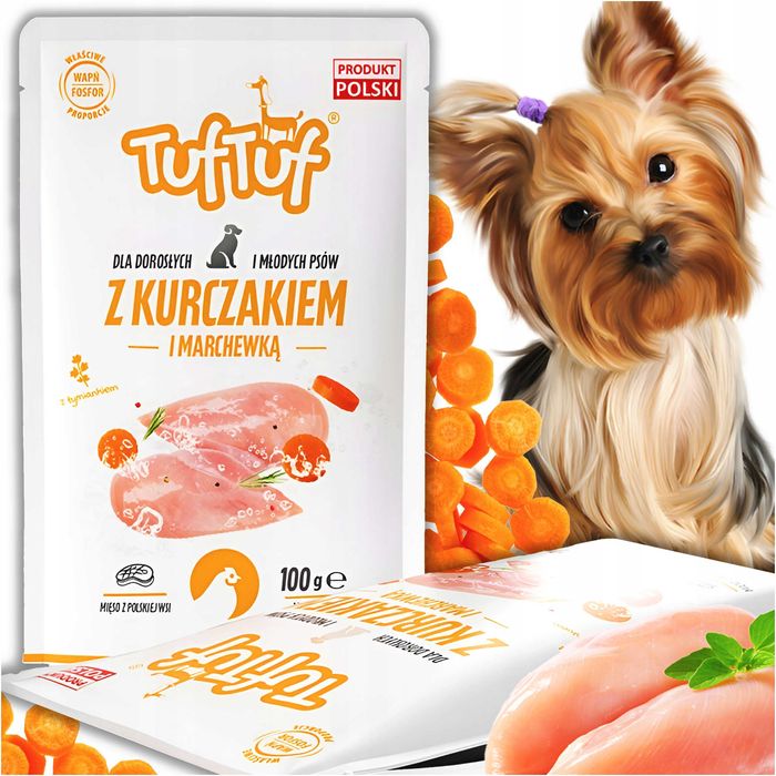 MOKRA KARMA DLA PSA TUF TUF Saszetka Kurczak z marchewką 40x100g