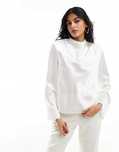 Asos Design 46 3Xl Satynowa Bluzka Biała J29037
