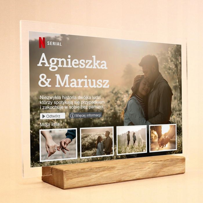 Ramka ze zdjęciem na szkle akrylowym netflix personalizowany prezent