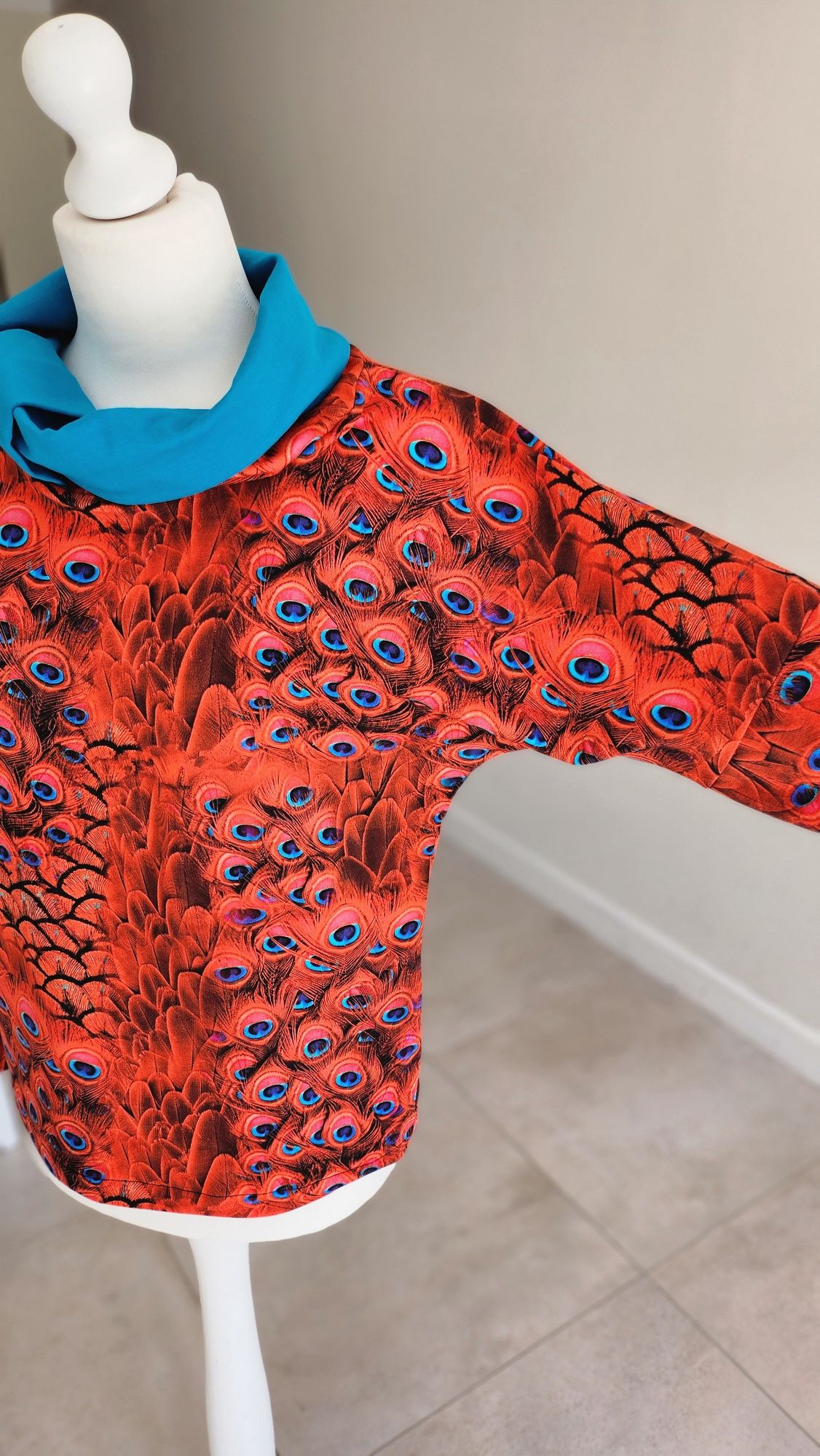 Bluza oversize print pawie pióra jak garczyńska zygzak okee