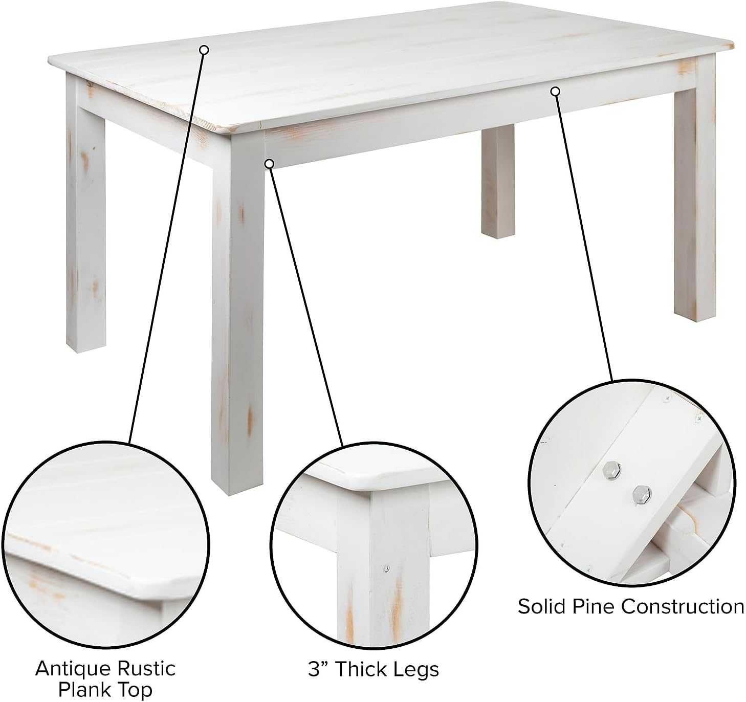 Stół drewniany, rustykalny 152x96cm Flash Furniture