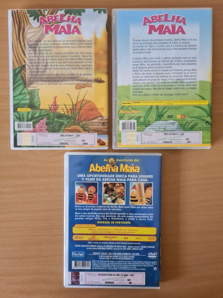 3 DVDs infantis com as aventuras da Abelha Maia