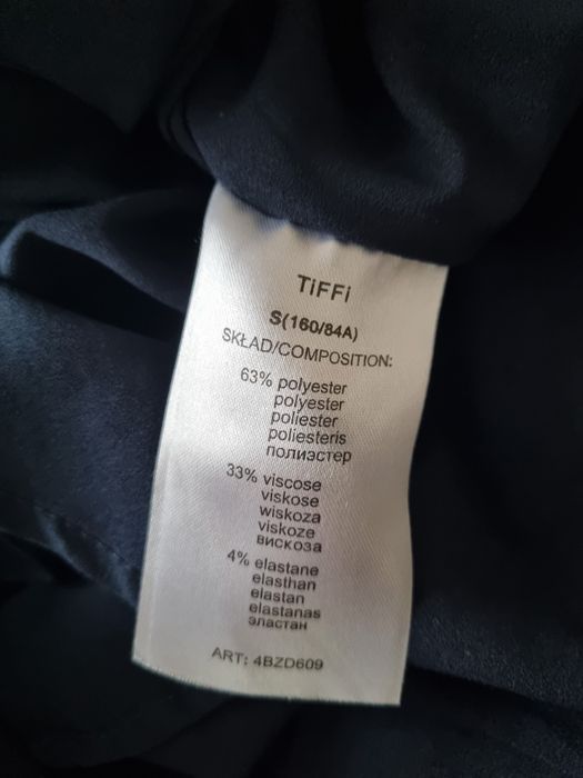 Sukienka granat koło tiffi egzamin jesień święta midi rozkloszowana